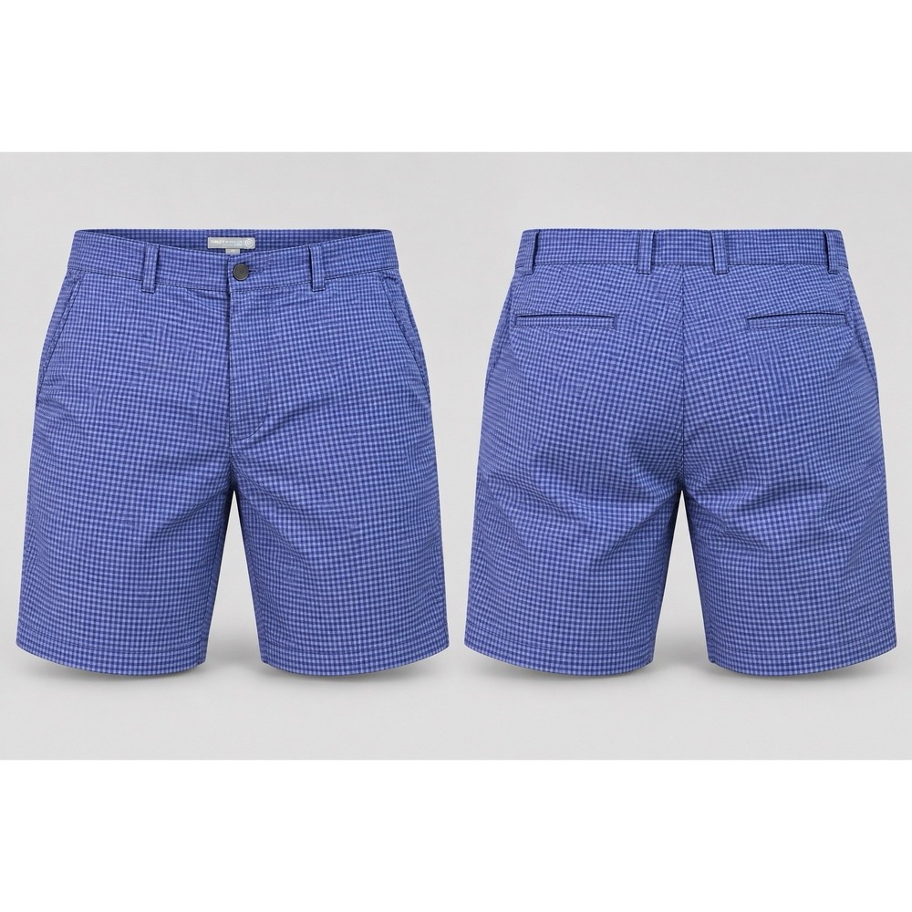 Peter Millar Crown Sport Mens 36 purple check Performance Golf Shorts ME0EP01